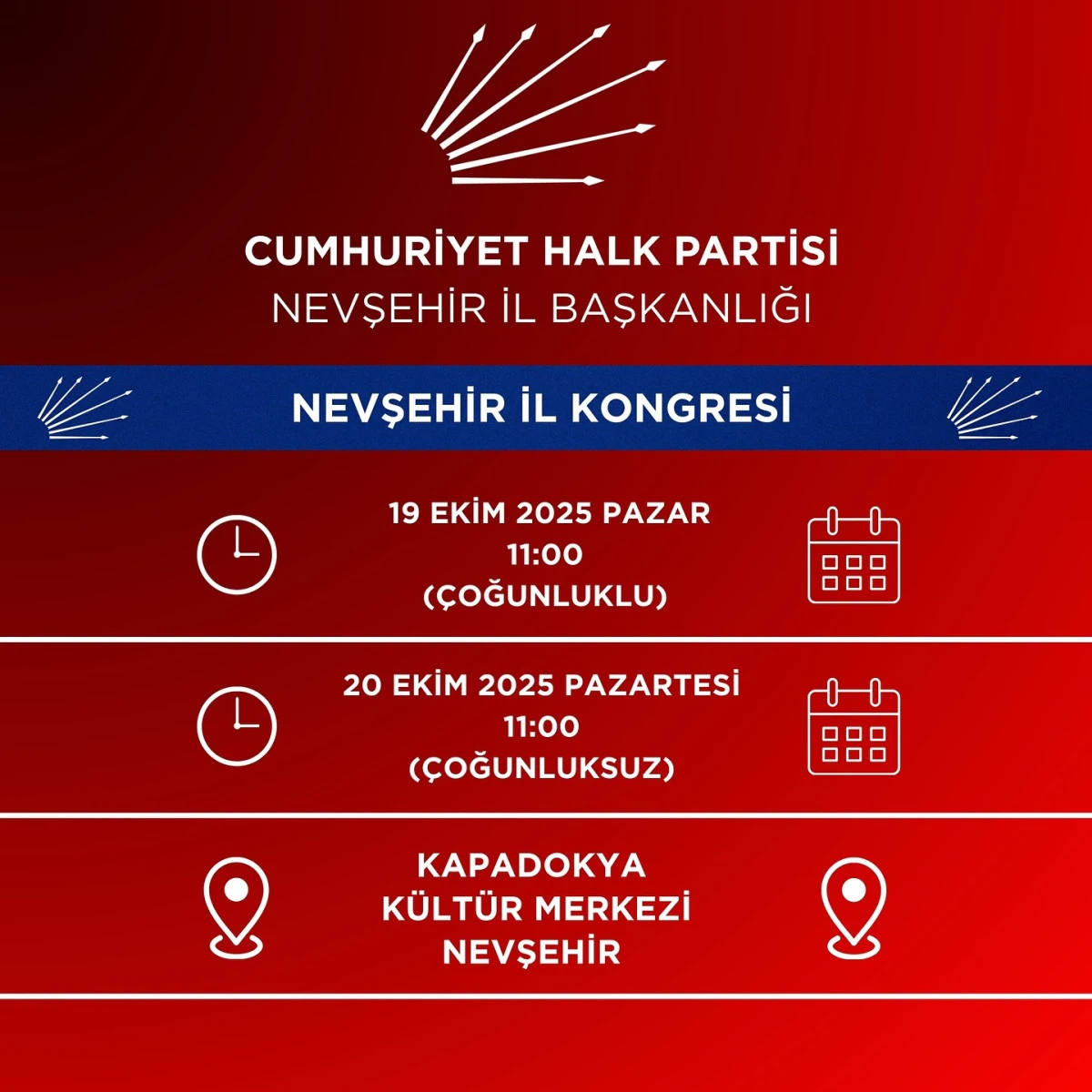 CHP Nevşehir İl Kongresi 19-20 Ekim'de Yapılacak: Mevcut Başkan Bülent Yumuş Tek Aday