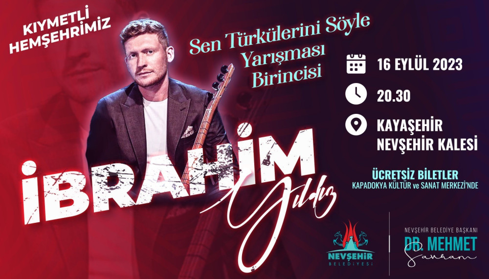 İbrahim Yıldız türkülerini cumartesi akşamı Nevşehir Kalesi’nde seslendirecek