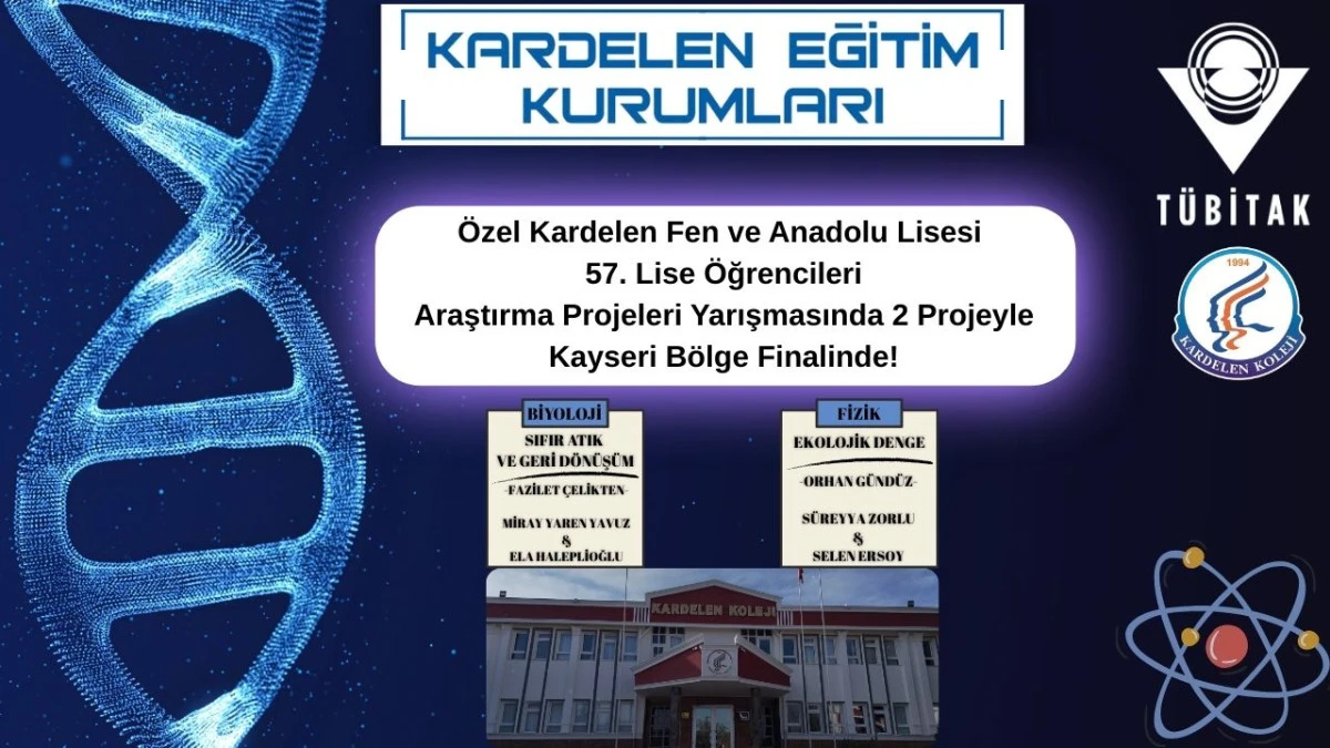 &Ouml;zel Kardelen Fen Lisesi T&Uuml;BİTAK b&ouml;lge finallerinde   