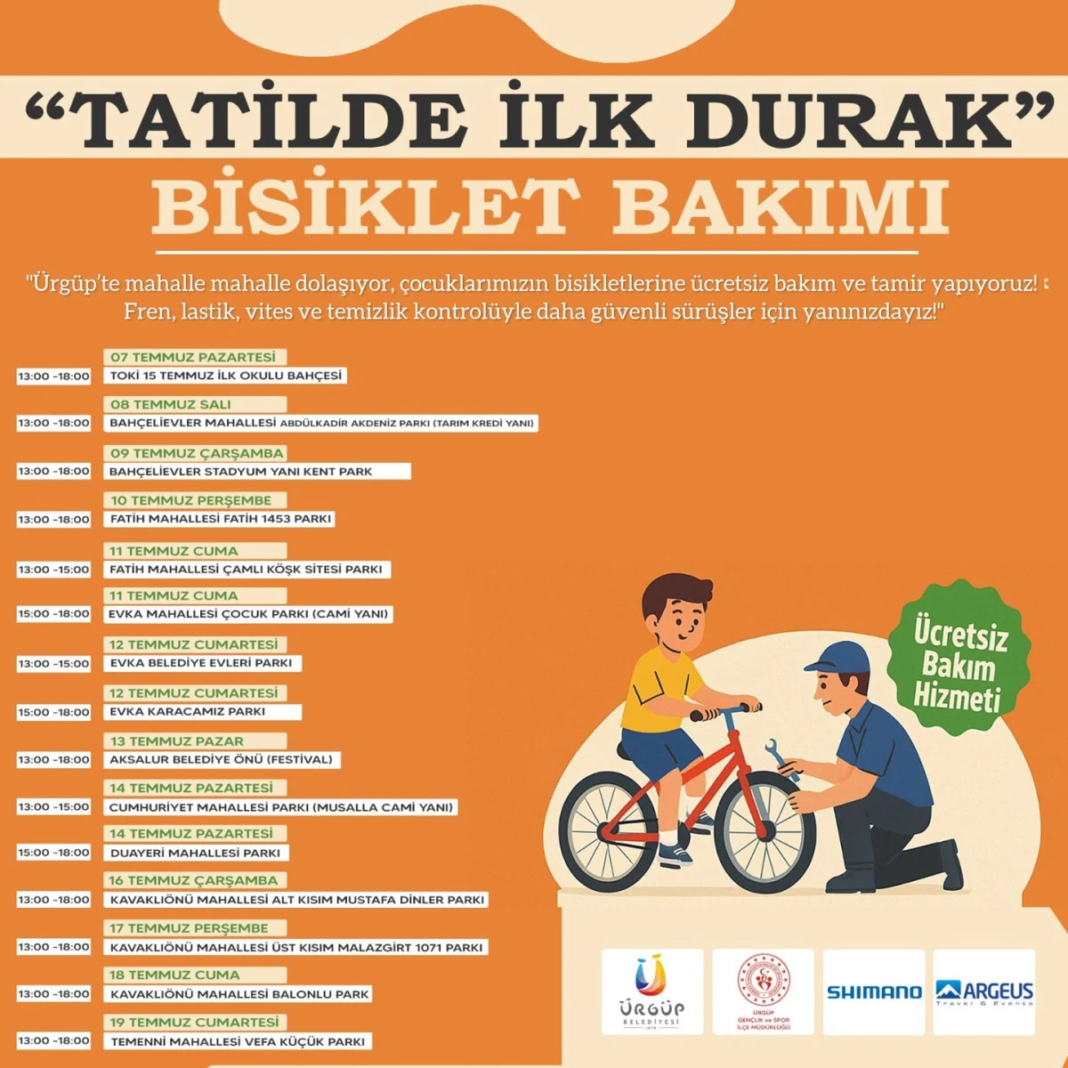 Ürgüplü Çocuklara Karne Hediyesi: Bisikletler Ücretsiz Tamir Ediliyor!