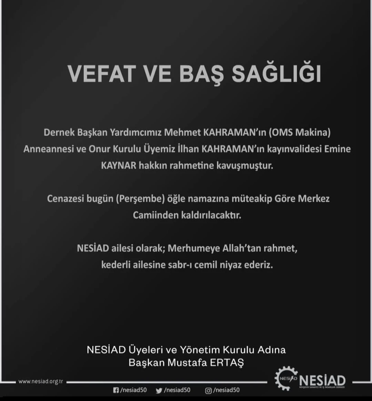 VEFAT VE BAŞ SAĞLIĞI