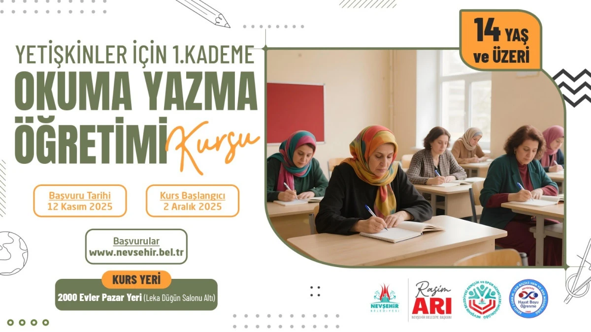 Yetişkinler İçin 1. Kademe Okuma Yazma Öğretimi Kursu Açılacak